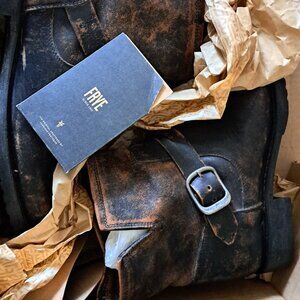 Frye | Veronica Booties in Distressed Black w/box Size 9 ♥ Worn once!!